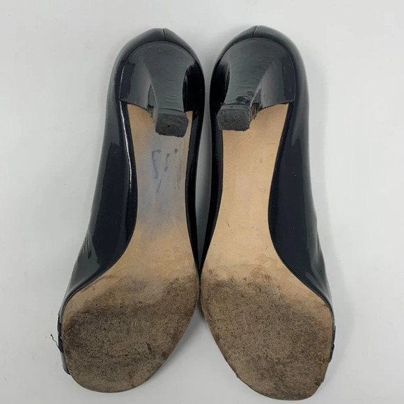 Stuart Weitzman Black Patent Leather Peep Toe Pump - Picture 8 of 8